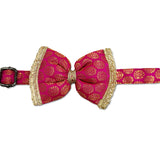 Pawsindia Traditional Royal Brocade Bow Tie - Pink