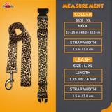 Pawsindia Cheetah Printed Nylon Collar & Leash set for Dogs - Large/ X-Large