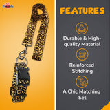 Pawsindia Cheetah Printed Nylon Collar & Leash set for Dogs - Large/ X-Large