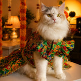 PawsIndia Traditional Green Maharani Dress for Cats – Limited Edition