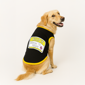PawsIndia Ribbed Sleeves Printed Dog T-Shirt - Hello I'm Allergic to People