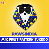 PawsIndia Mix-Fruits Pattern Tuxedo Bandana With Black Bow For Pets