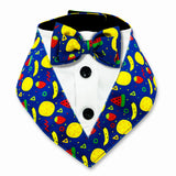 PawsIndia Mix-Fruits Pattern Tuxedo Bandana With Matching Bow For Dogs & Cats