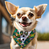 PawsIndia Jungle Pattern Tuxedo Bandana With Matching Bow For Pets