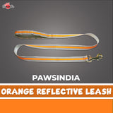 Pawsindia Reflective Nylon Leash for Dogs with a Padded Handle - Orange
