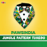 PawsIndia Jungle Pattern Tuxedo Bandana With Matching Bow For Dogs & Cats