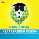 PawsIndia Heart Pattern Tuxedo Bandana With Black Bow For Pets