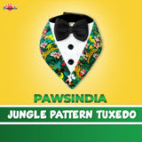 PawsIndia Jungle Pattern Tuxedo Bandana With Black Bow For Pets