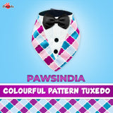 PawsIndia Colorful Pattern Tuxedo Bandana With Black Bow For Pets