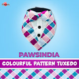 PawsIndia Colorful Pattern Tuxedo Bandana With Matching Bow For Pets