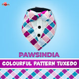 PawsIndia Colorful Pattern Tuxedo Bandana With Matching Bow For Dogs & Cats