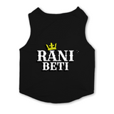 PawsIndia Sleeveless Printed Dog T-Shirt - Rani Beti