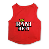 PawsIndia Sleeveless Printed Dog T-Shirt - Rani Beti