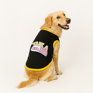 PawsIndia Ribbed Sleeves Printed Dog T-Shirt - Take A Chill Pill
