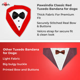 PawsIndia Red & White Tuxedo Bandana With Black Bow For Pets