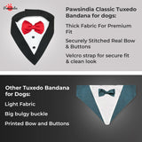 PawsIndia Black & White Tuxedo Bandana With Red Bow For Dogs