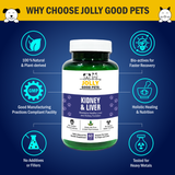 Jolly Good Pets Kidney & Liver Support Supplement for Dogs & Cats I 60 Capsules