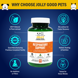 Jolly Good Pets Respiratory Support Supplement for Dogs & Cats I 60 Capsules