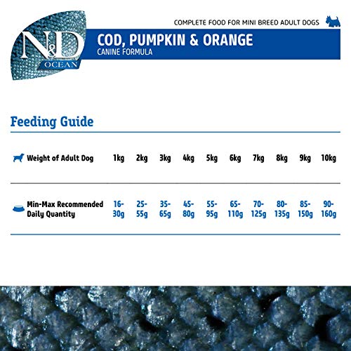 N&D Ocean - Codfish, Pumpkin & Orange - Grain Free - Dog Dry Food - Adult - Mini Breed (2.5 Kg)