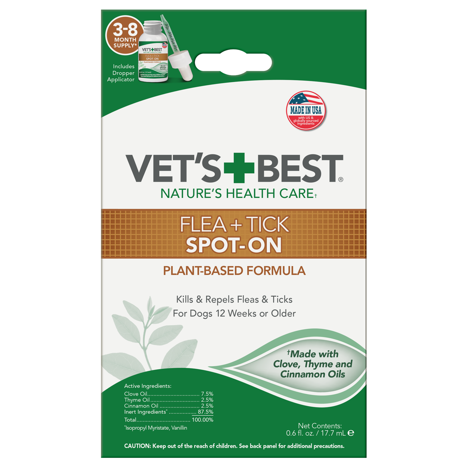 Natural Spot-On Flea Repellent for Dogs, 6 x 1 ml Vials