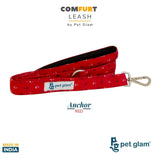 Pet Glam- Anchor Red - Leash For Big Dogs With Padded Handel 5 Ft Long 1 Inch Wide