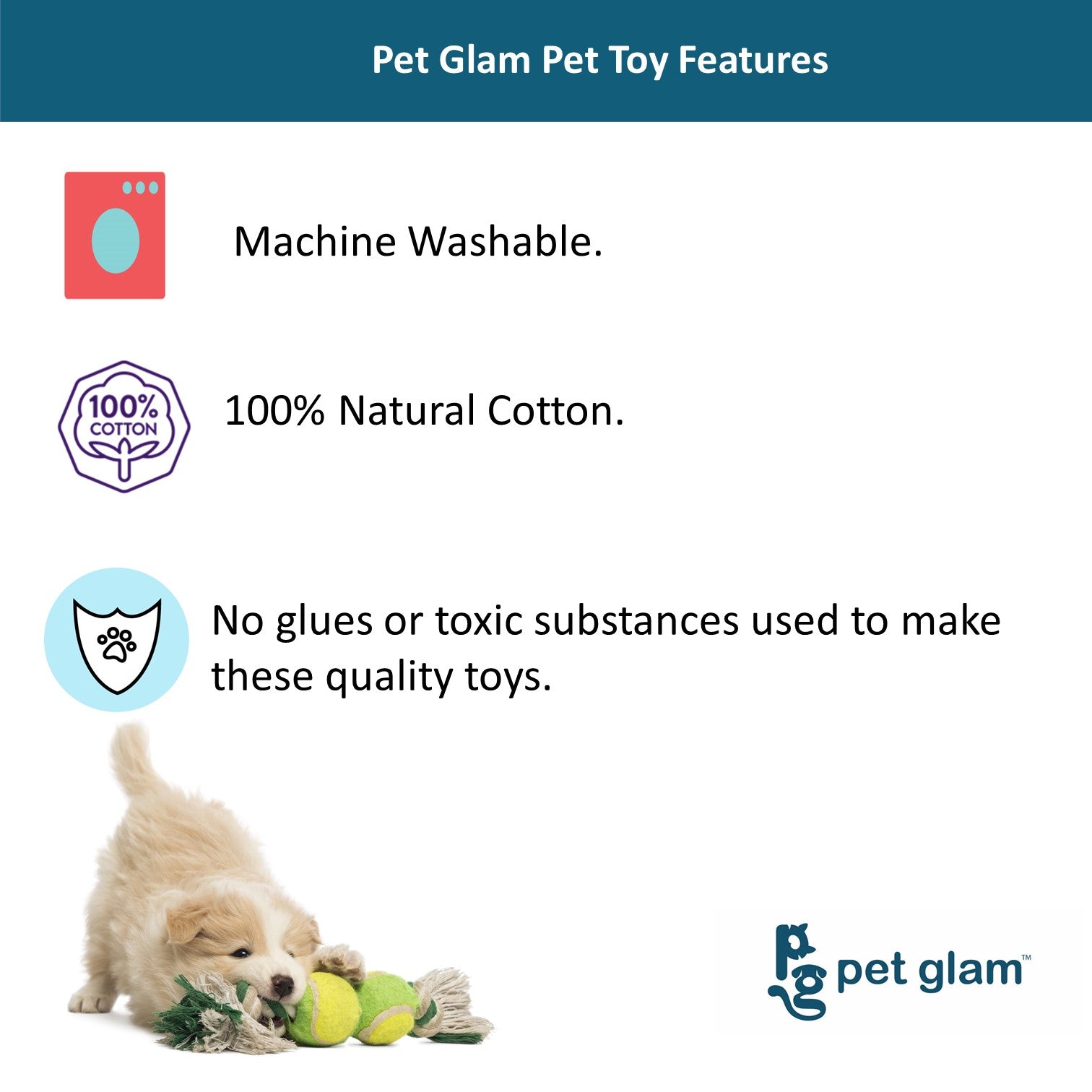 Pet Glam Super TUG - Rope Toy for Dog-Safe Toy for Puppies (Assorted Colors)