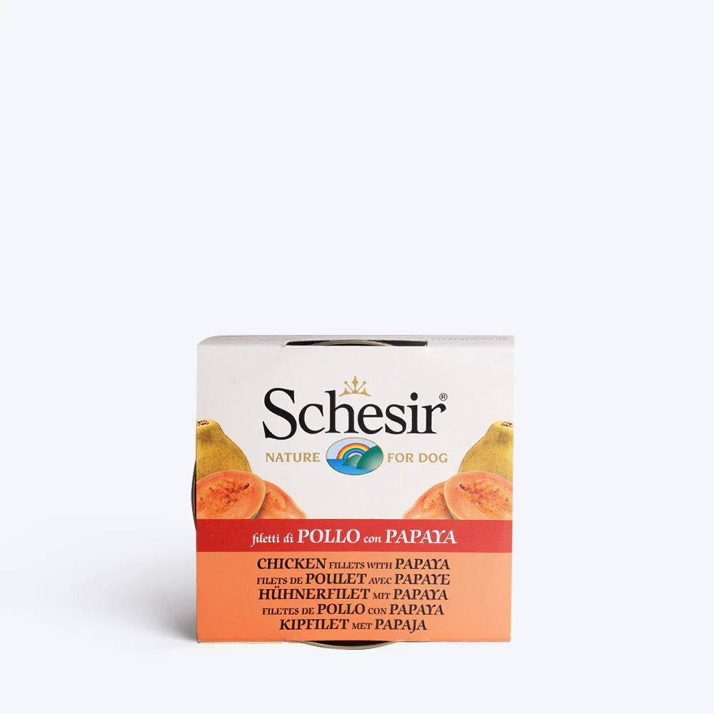 Schesir 62% Chicken With Papaya In Jelly Canned Wet Dog Food- 150 g