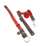 Eco-Luxe Collar and Leash Set | Reflective Dog Collar Set (Red)