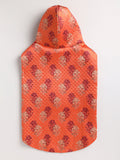 Vastramay Dogs' Orange Quilted Sequins Hooded Sweatshirt