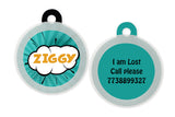 Customized Dog Tags Comic Stan - Turquoise