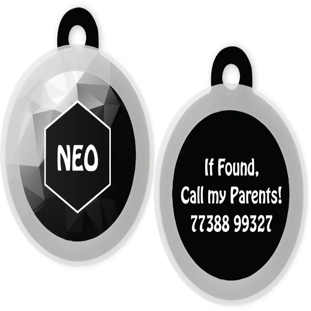 Customized Dog Tag Geometric Design - Black & White