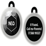 Customized Dog Tag Geometric Design - Black & White