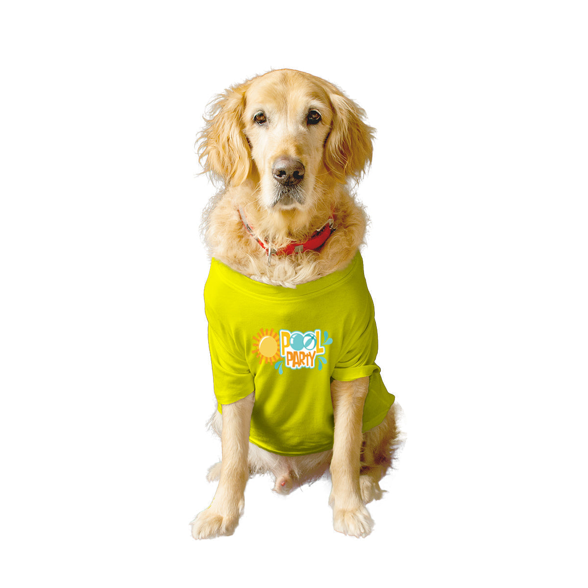 Ruse XX-Small (Chihuahuas, Papillons) / Yellow Ruse Basic Crew Neck 'Pool Party' Printed Half Sleeves Dog Tee1