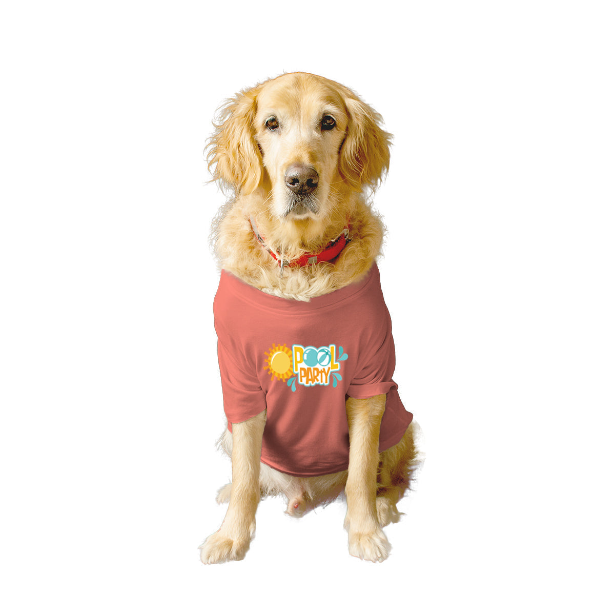 Ruse XX-Small (Chihuahuas, Papillons) / Salmon Ruse Basic Crew Neck 'Pool Party' Printed Half Sleeves Dog Tee4