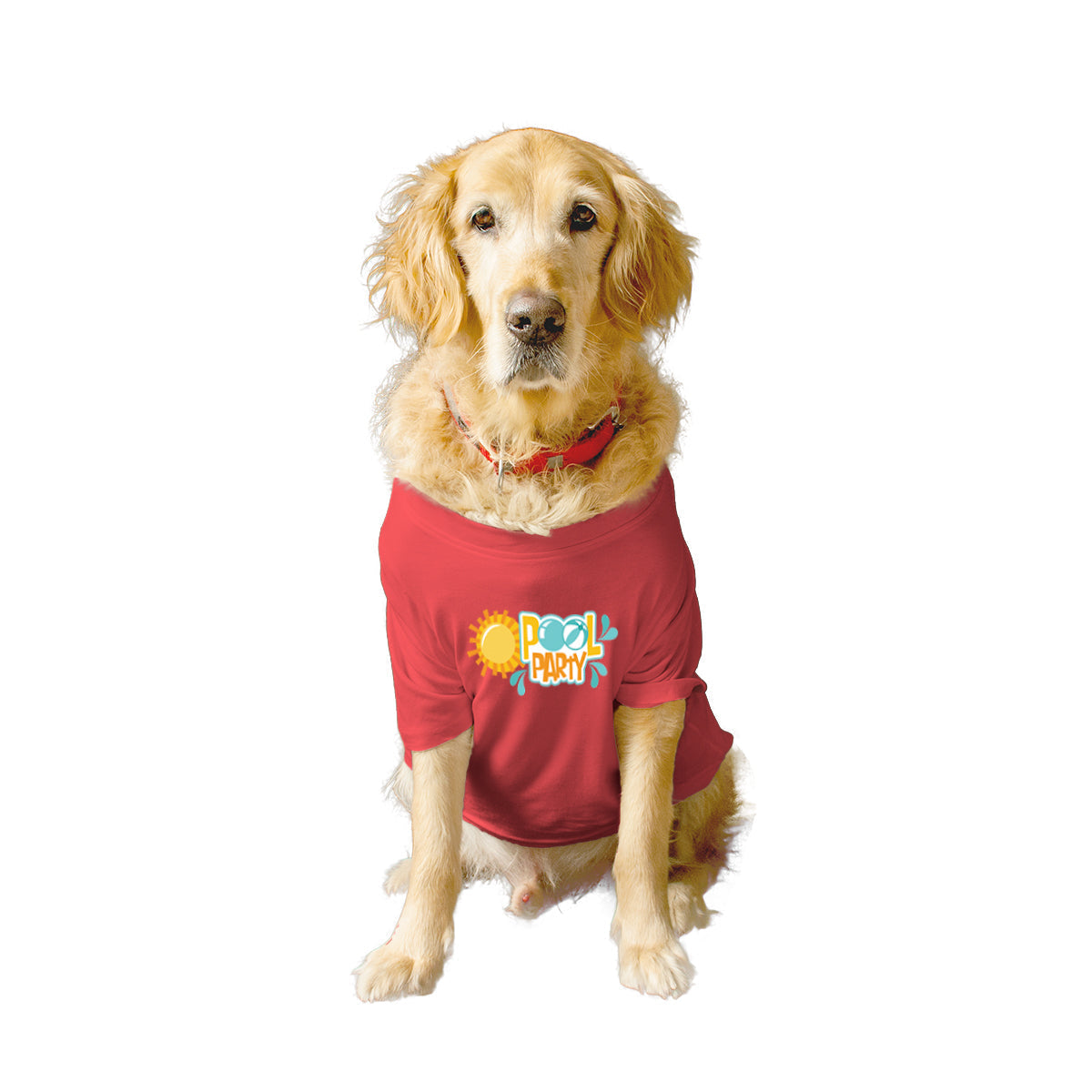 Ruse XX-Small (Chihuahuas, Papillons) / Poppy Red Ruse Basic Crew Neck 'Pool Party' Printed Half Sleeves Dog Tee8