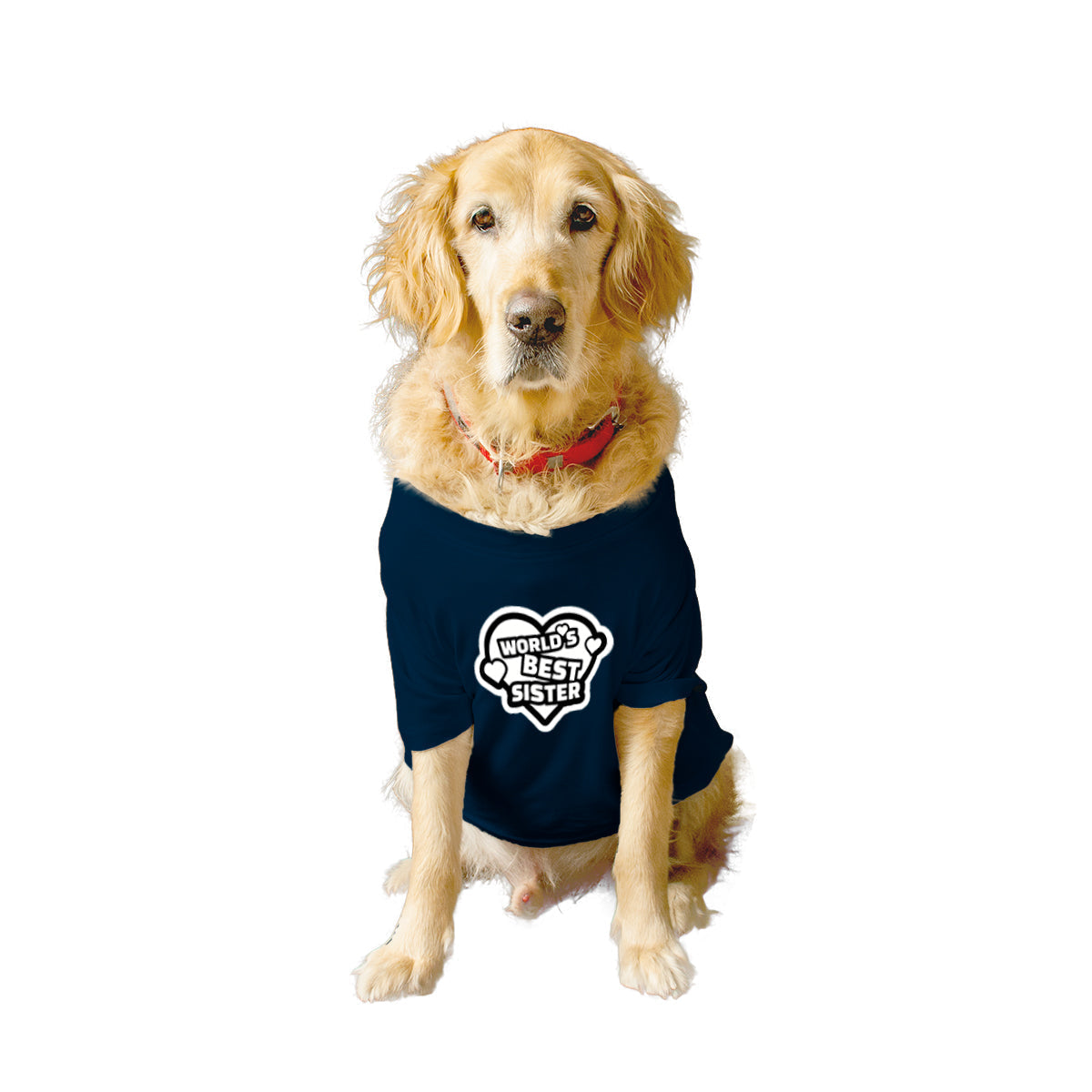 Ruse XX-Small (Chihuahuas, Papillons) / Navy Ruse Basic Crew Neck 'World's Best Sister' Printed Half Sleeves Dog Tee