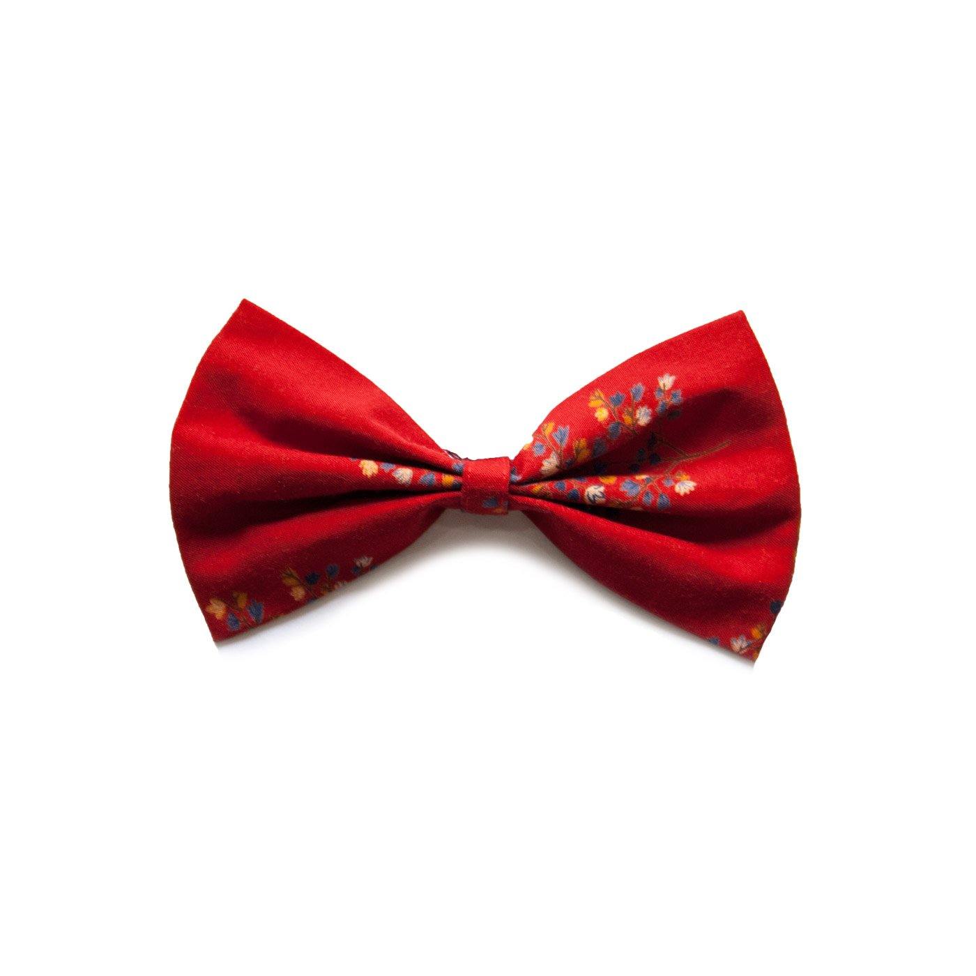 Ruse S-M / RED FLORAL "Red Floral Cotton Printed" Dog Bow Tie