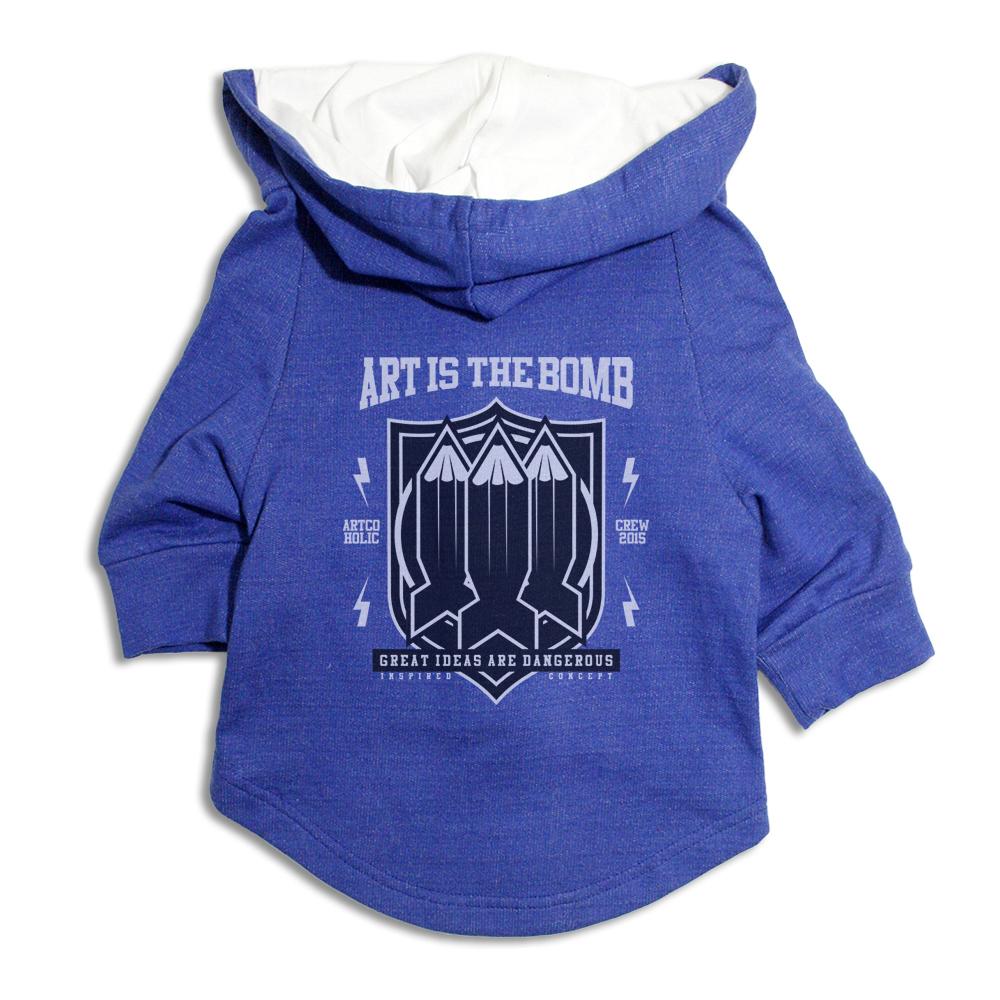 Ruse X-Small (Puppy) / Royal blue/White Art Is The Bomb Dog Hoodie Jacket
