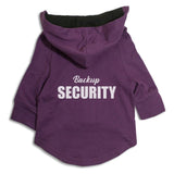 Ruse XX-Small (Chihuahuas, Papillons) / Purple/White "Backup Security" Dog Hoodie Jacket
