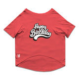 Ruse / Poppy Red Ruse Basic Crew Neck 'Happy Birthday' Printed Half Sleeves Dog Tee16