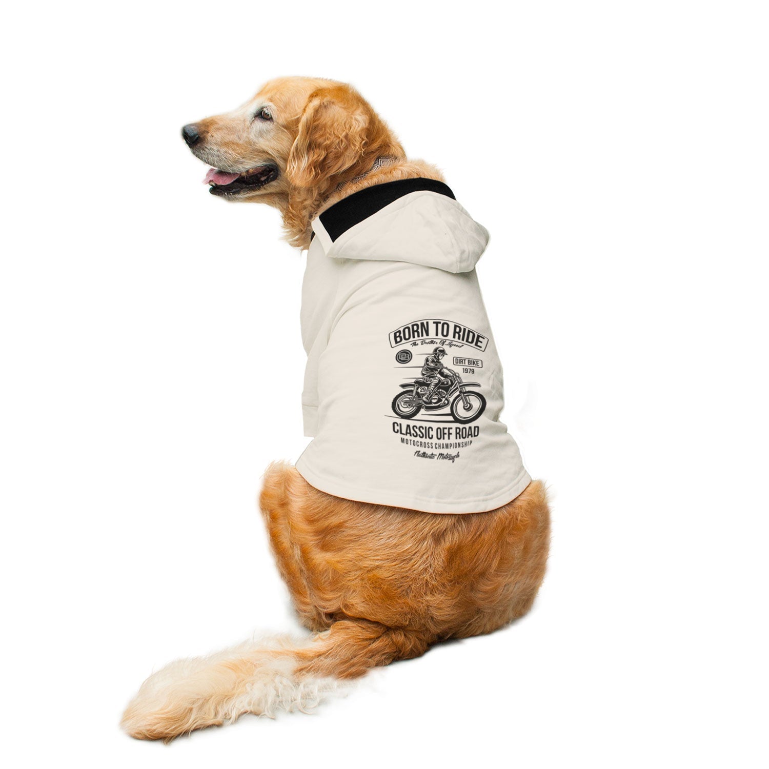 Ruse / White / born-to-ride-dog-hoodie-8