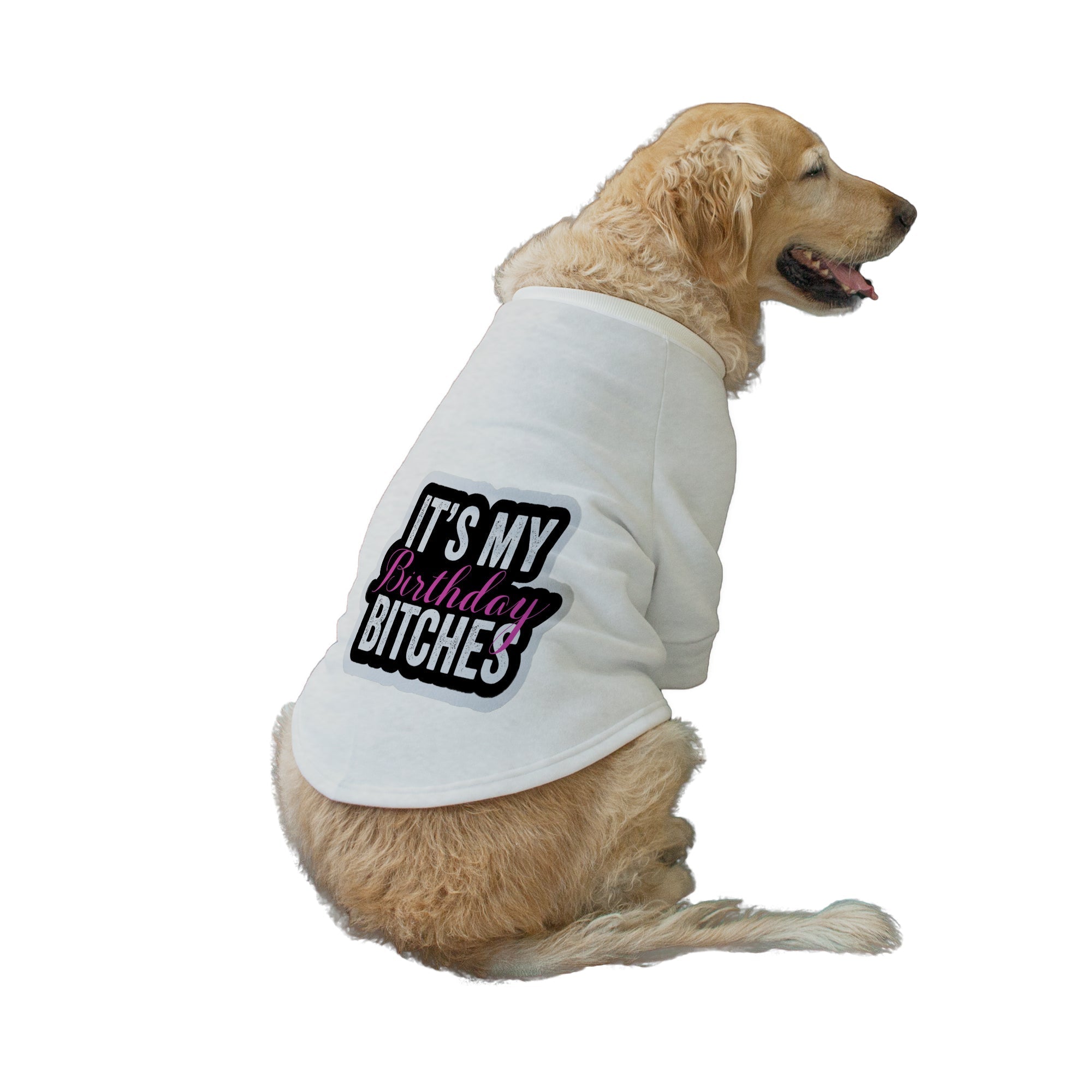 Ruse XXS / White "It's My Birthday Bitches" Printed Dog Technical Jacket