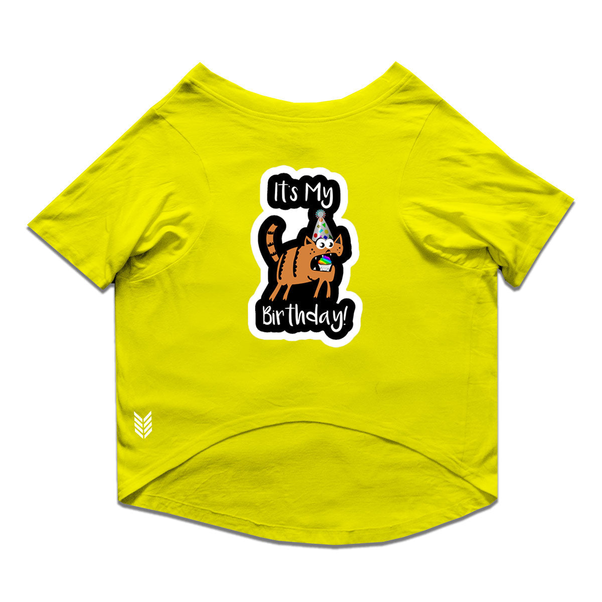 Ruse / Yellow Ruse Basic Crew Neck 'It's My Birthday!' Printed Half Sleeves Dog Tee13